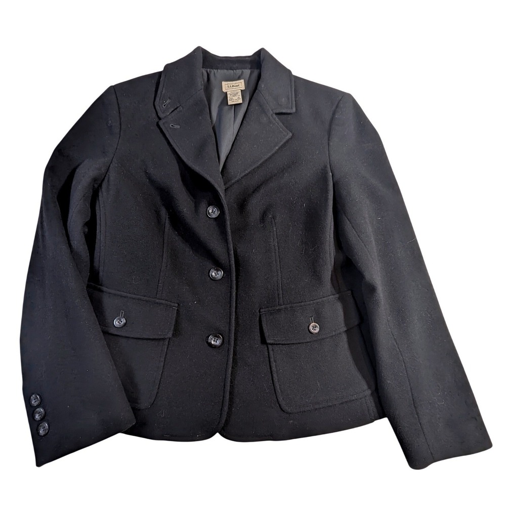 L.L. Bean Women's Black Wool-Blend Blazer‎ Jacket Size M